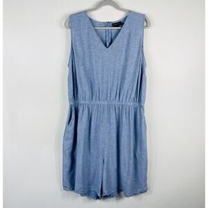 Lane Bryant Light Blue V-Neck Sleeveless Romper